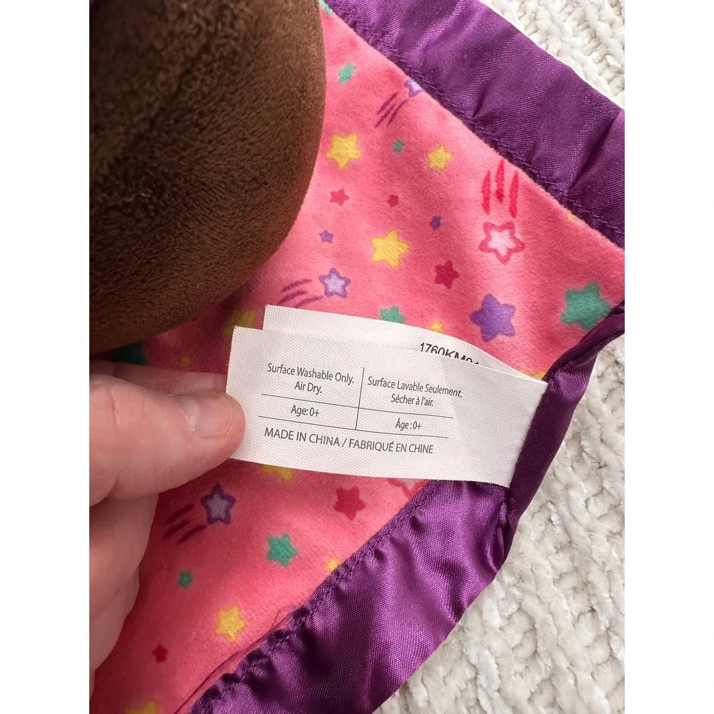 Disney Doc McStuffins Baby Security Blanket Pink Star Lovey‎ Purple Satin